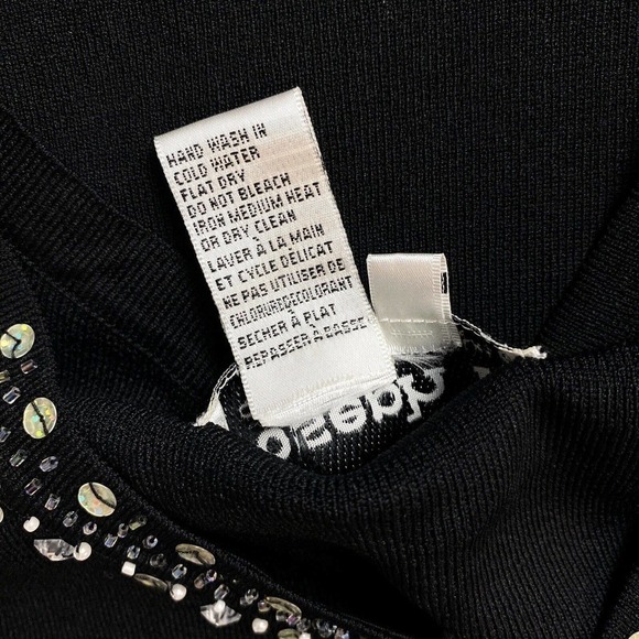 Joseph A. Womens sz SMALL Black Sweater Open Cardigan Beaded Sequin Embellished - Picture 4 of 4